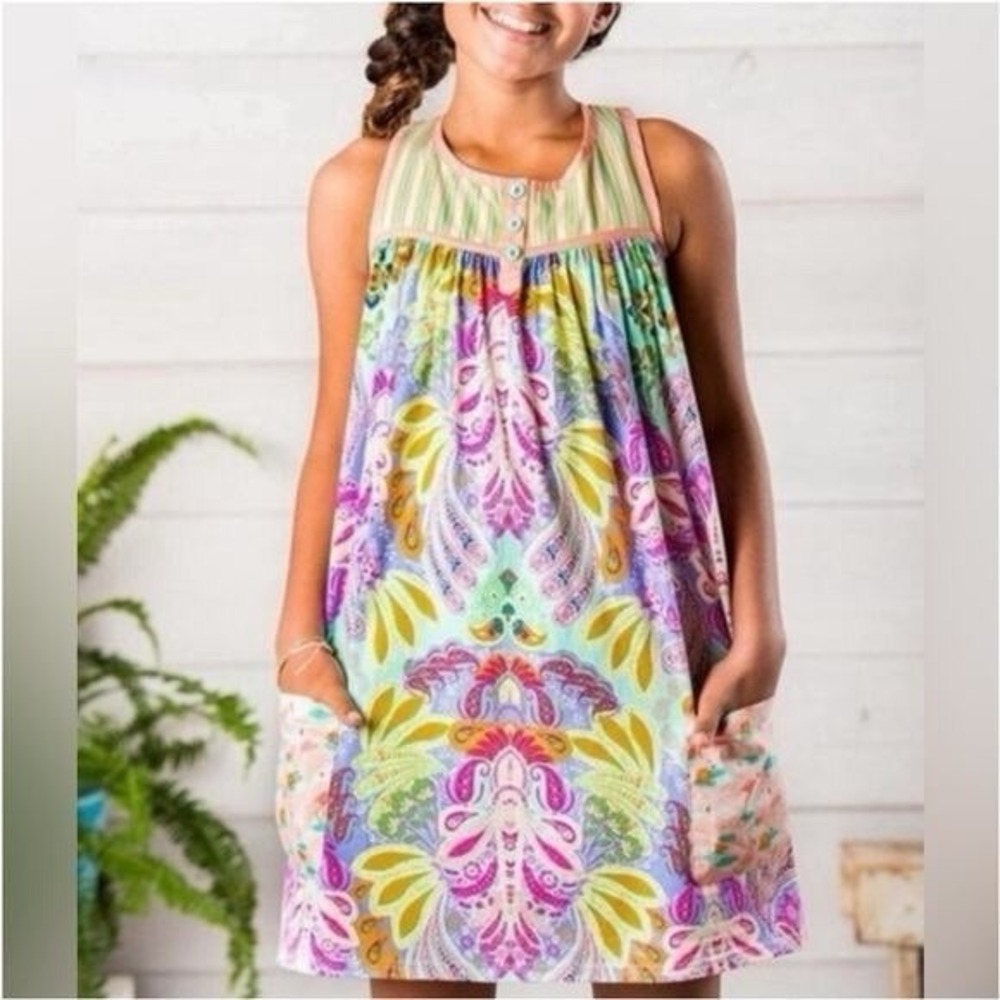 Matilda Jane 435 Girls Size 8 Dress Adventure Begins Treasure Hunt Paisley